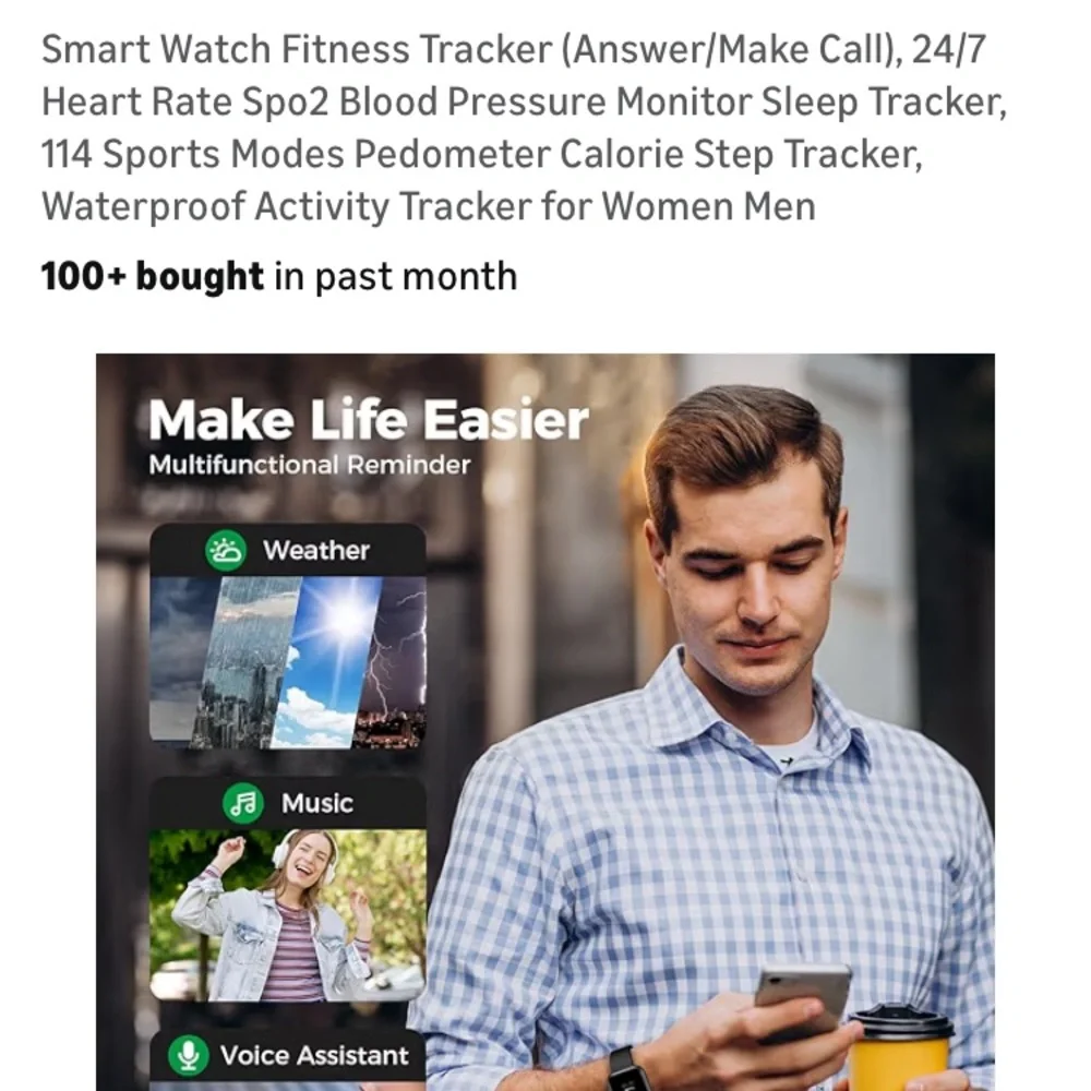 Black Smartwatch with Fitness Tracker
